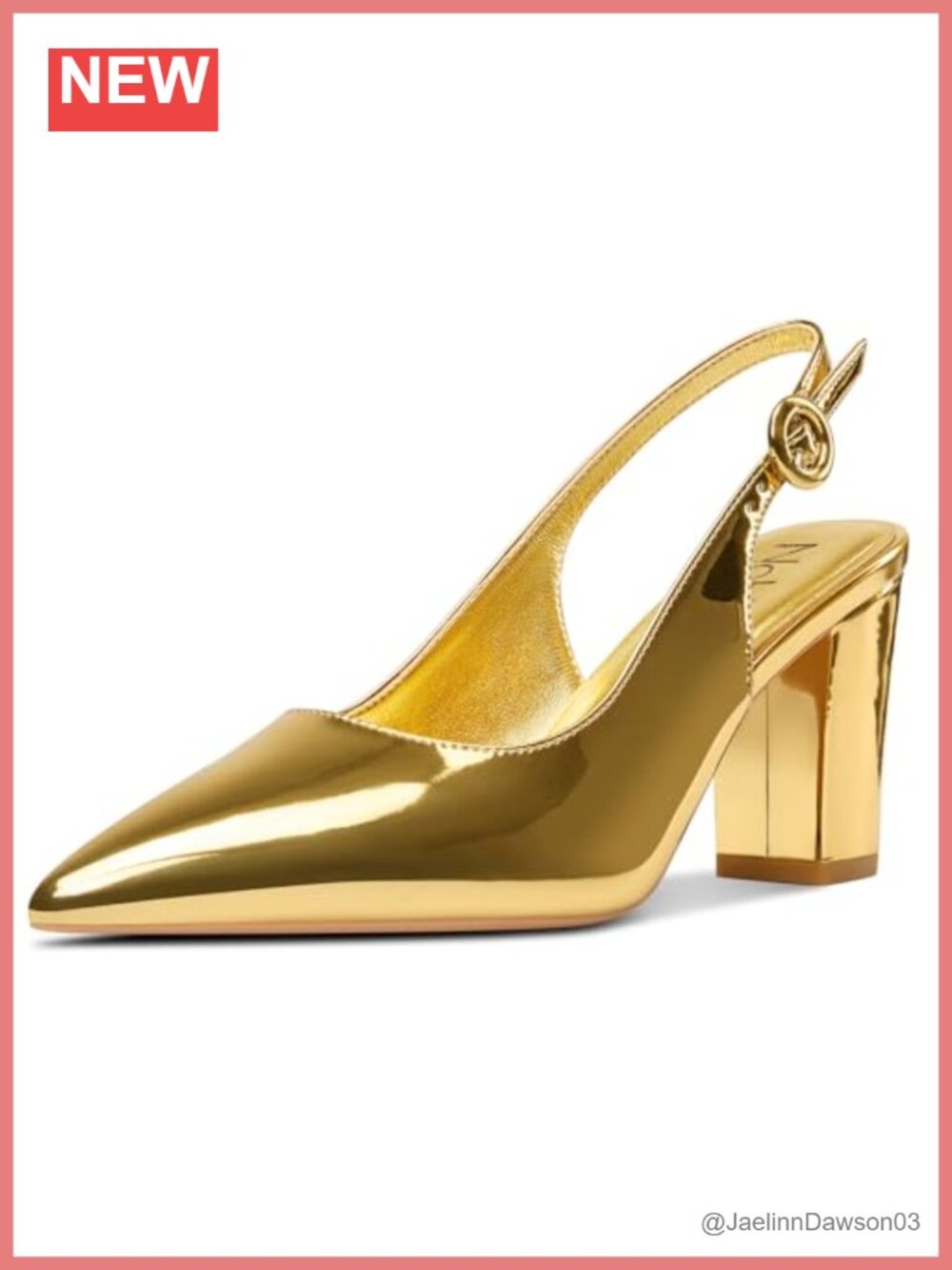 Women's Pointed Toe Slingback Block Heel Pumps, 3.2 Inch Chunky Heel, Slip-On